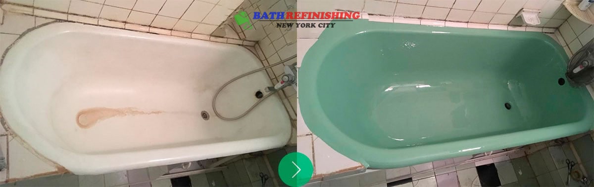 Tub Reglazing With Colored Acrylic Before and After