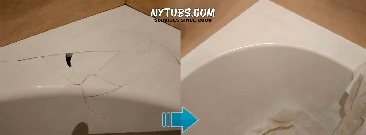 Removing Chips on the Acrylic Bath Before and After