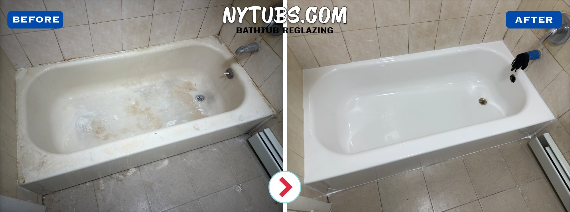 Bathtub Reglazing Before and After