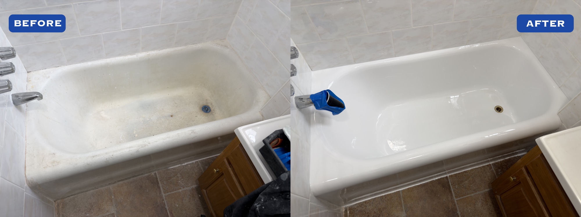 Bathtub Reglazing before and after